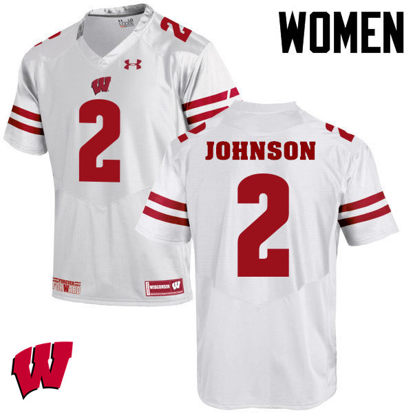 Wisconsin Badgers Women's #2 Patrick Johnson NCAA Under Armour Authentic White College Stitched Football Jersey LG40O02KN